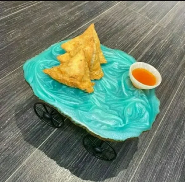 Epoxy Resin Serving Tray with Wheels